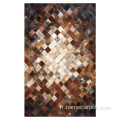 Design marron réel tapis de tapis en cuir patchwork de vache